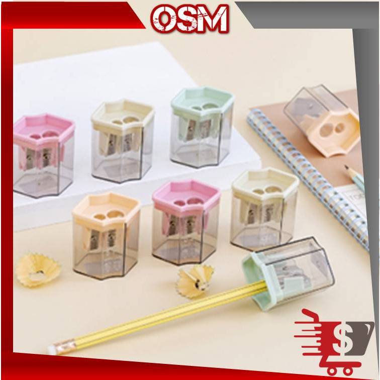 

OSM - S5739 Rautan Pensil 2 Lubang / Serutan Pensil Warna Warni / Rautan Serutan Pensil Warna Wadah Besar Murah Berkualitas