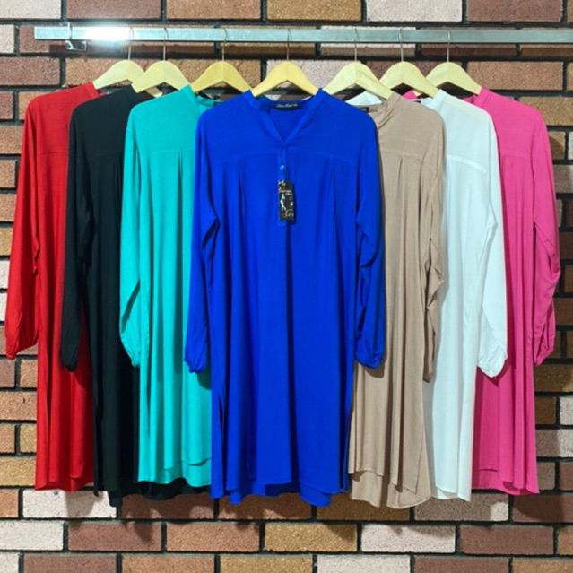 Tunik Atasan Polos Rayon White Putih PingFanta Fuschia Mocha Turkish Merah Red Birel BiruElectrick B