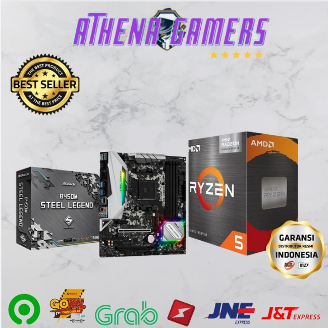 Paket Mobo AMD Ryzen 5 5600GT + Asrock B450M-HDV (AM4, AMD Promontory B450, DDR4, USB3.1, SATA3