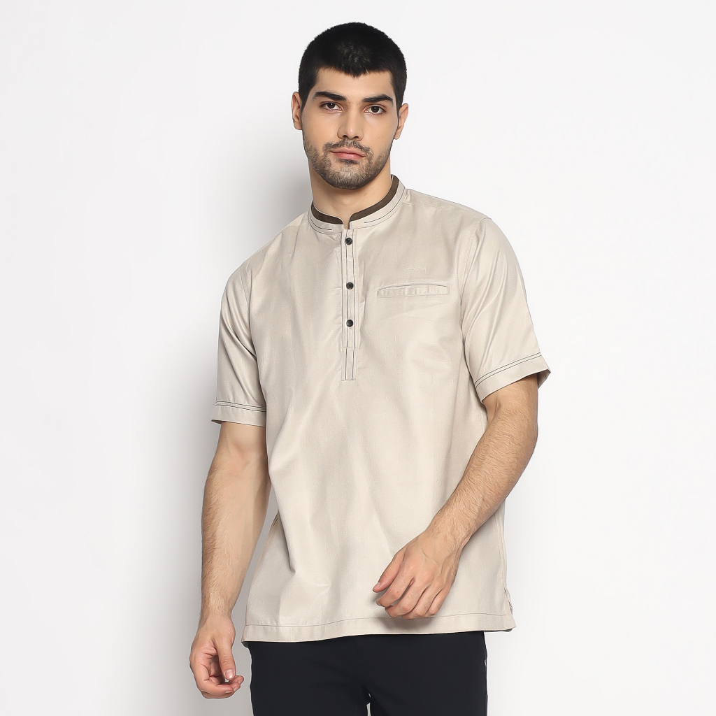 Binauf kemko short sleeve different colar / koko lengan pendek Khaki