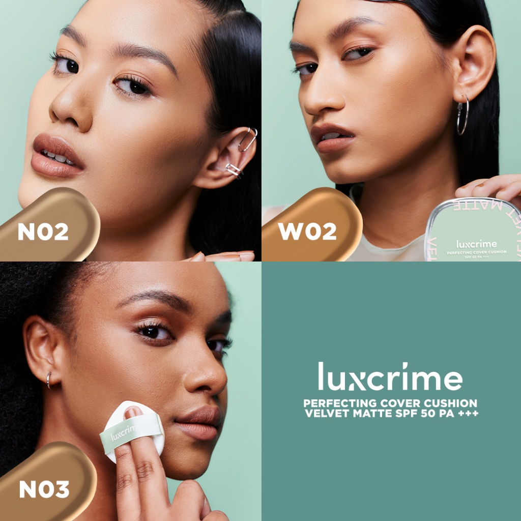 Luxcrime Perfecting Cover Cushion - Healthy Glow Velvet Matte SPF 35 PA +++ BPOM Kosmetik Wajah Foundation Luxrime Lux Crime  Cusion Chusion