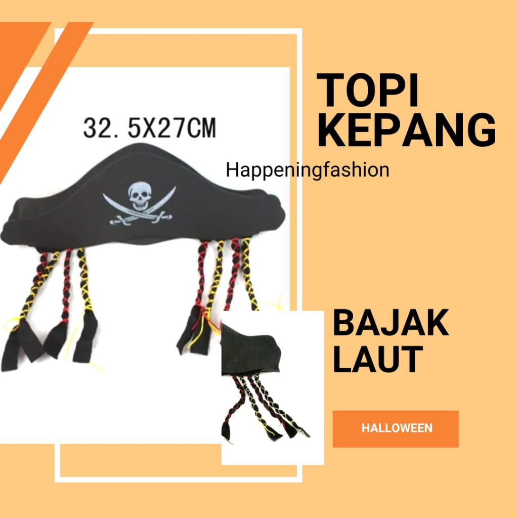 Halloween Topi Kepang Bajak Laut Jack Sparrow Cosplay