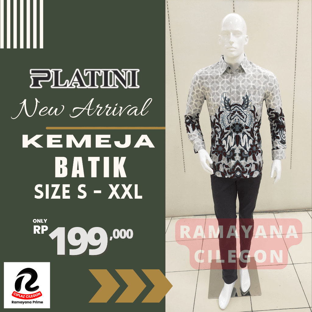 Kemeja Batik Pria Premium Lengan Panjang Slim Fit Platini