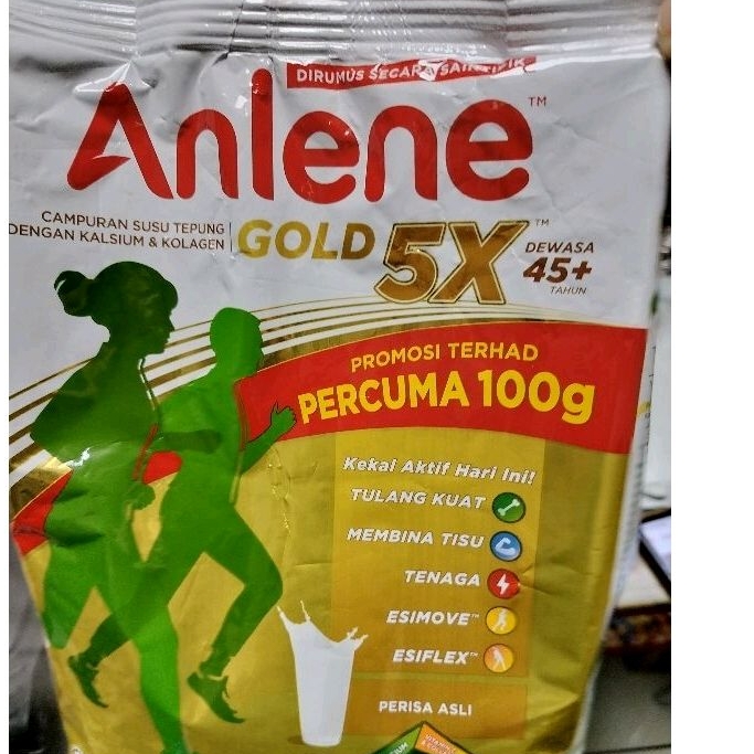 Susu Anlene Gold 5x Malaysia free 100 gr