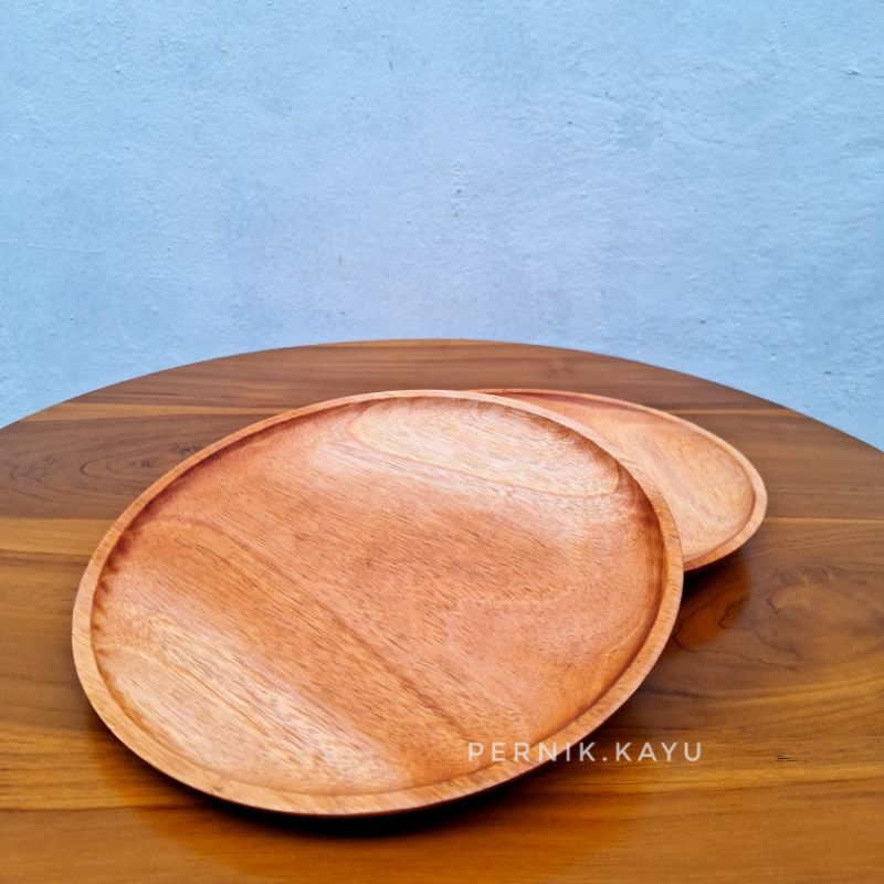 PIRING KAYU AESTHETIC-PIRING DATAR-PIRING SAJI-HOME DECOR-HOME LIVING-PERALATAN RUMAH TANGGA-PERALAT