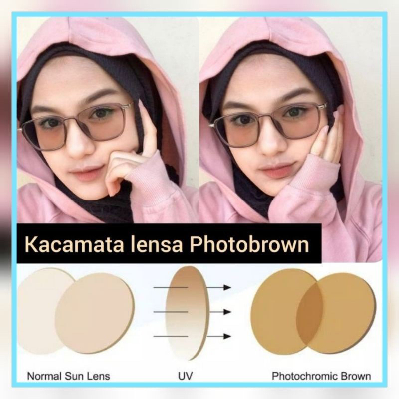 paket kacamata + lensa Photobrown 2189