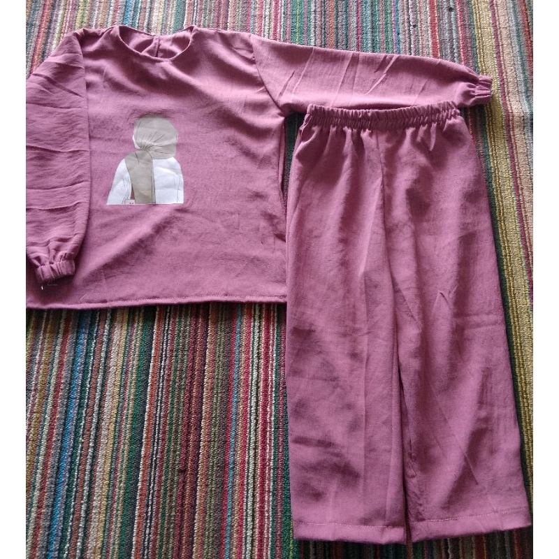 one set setelan anak perempuan crinkle