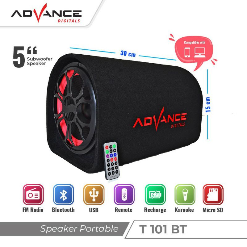 Speaker Advance T101 BT Bluetooth Portable Subwoofer 5inch / Speaker Aktif T101BT Speaker