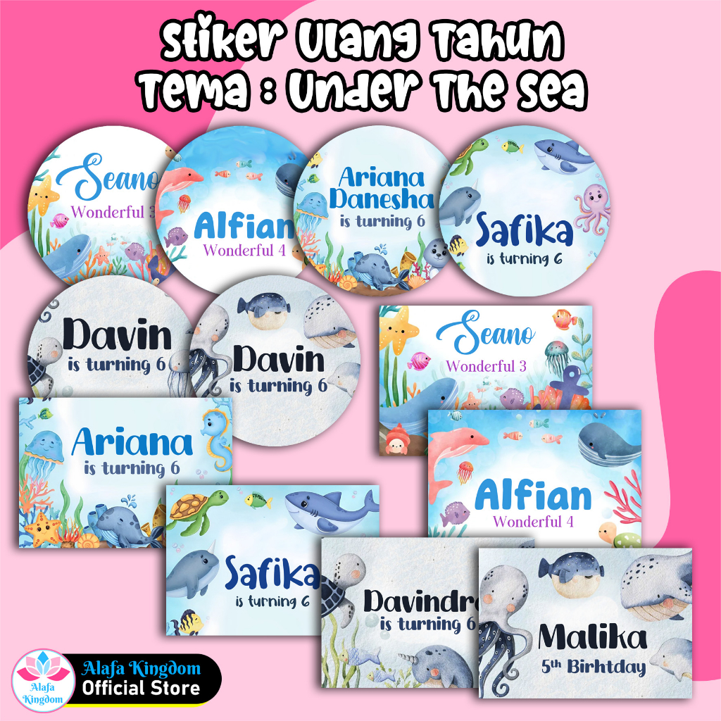 

alafakingdom Stiker Ulang Tahun Ultah Anak Under The Sea / Stiker Label Birthday Ocean