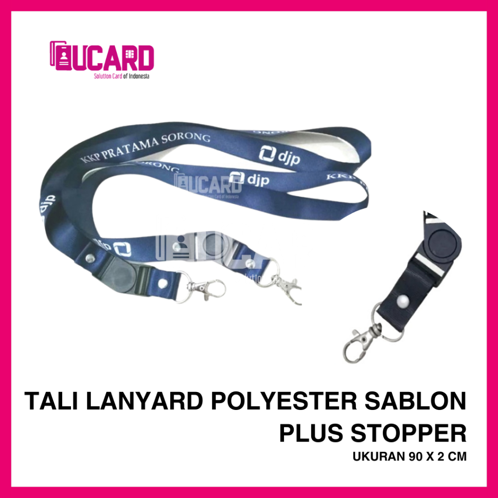 

CETAK TALI ID CARD LANYARD SABLON CUSTOM 2CM PLUS STOPER