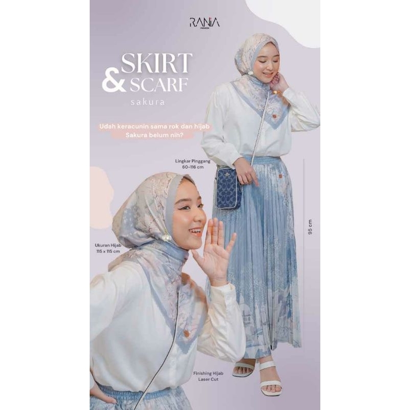 Rok Plisket Tebal Premium Rania Fashion Motif Sakura