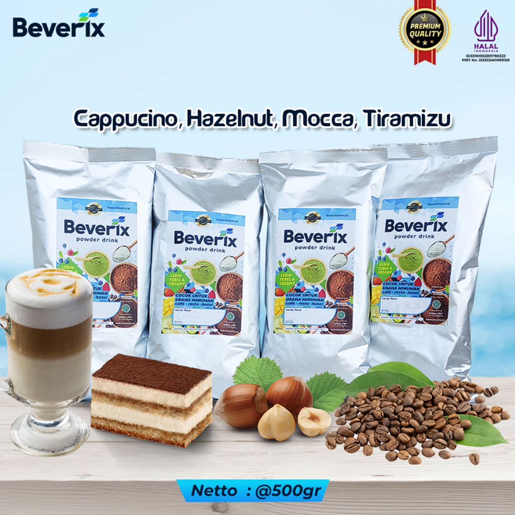 

Paket Bundling Usaha Kopi Bubuk Minuman Premium Kemasan 500 gram Beverix Powder Drink