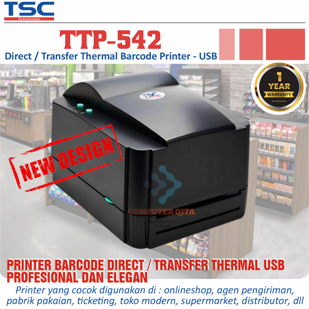 Printer Barcode Label Sticker TSC TTP542 TTP 542 Thermal Direct Transfer
