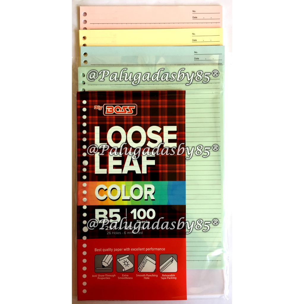 

(1 Pak Isi 100 Lembar) Loose Leaf BIG BOSS B5 100 Lembar Rainbow / BigBoss Loose Leaf 100 B5 Berwarna / Isi Kertas File B5 100 / Binder Big Boss B5 100