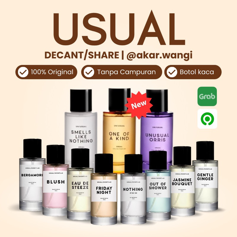 (decant share) Usual - Unusual Orris Smells Like Nothing One of A Kind Bergamore Blush tester parfum