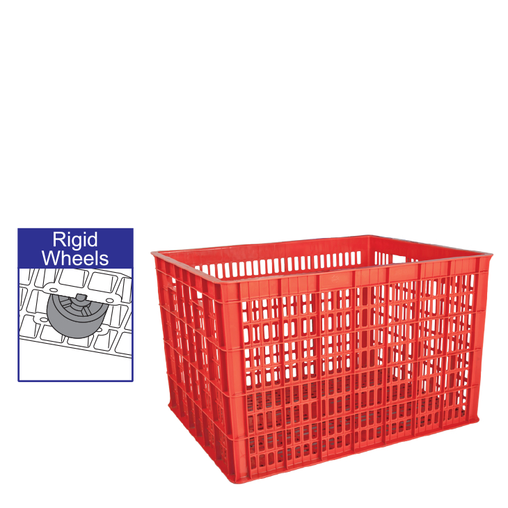 Holes Industrial Container with Wheels (Rigid Wheels) / Wadah Industri Berlubang dengan Roda - Keran