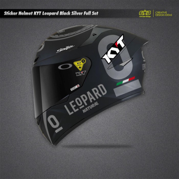 Promo Sticker Helm KYT Full Set Leopard Black Silver Limited