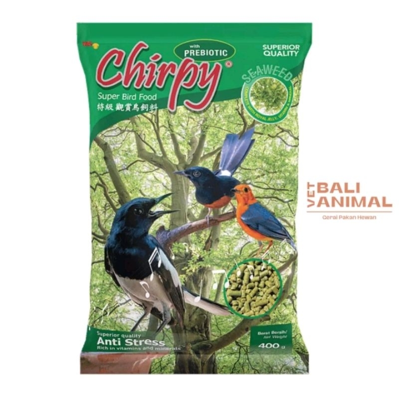 Chirpy 400gr hijau / kuning pakan burung