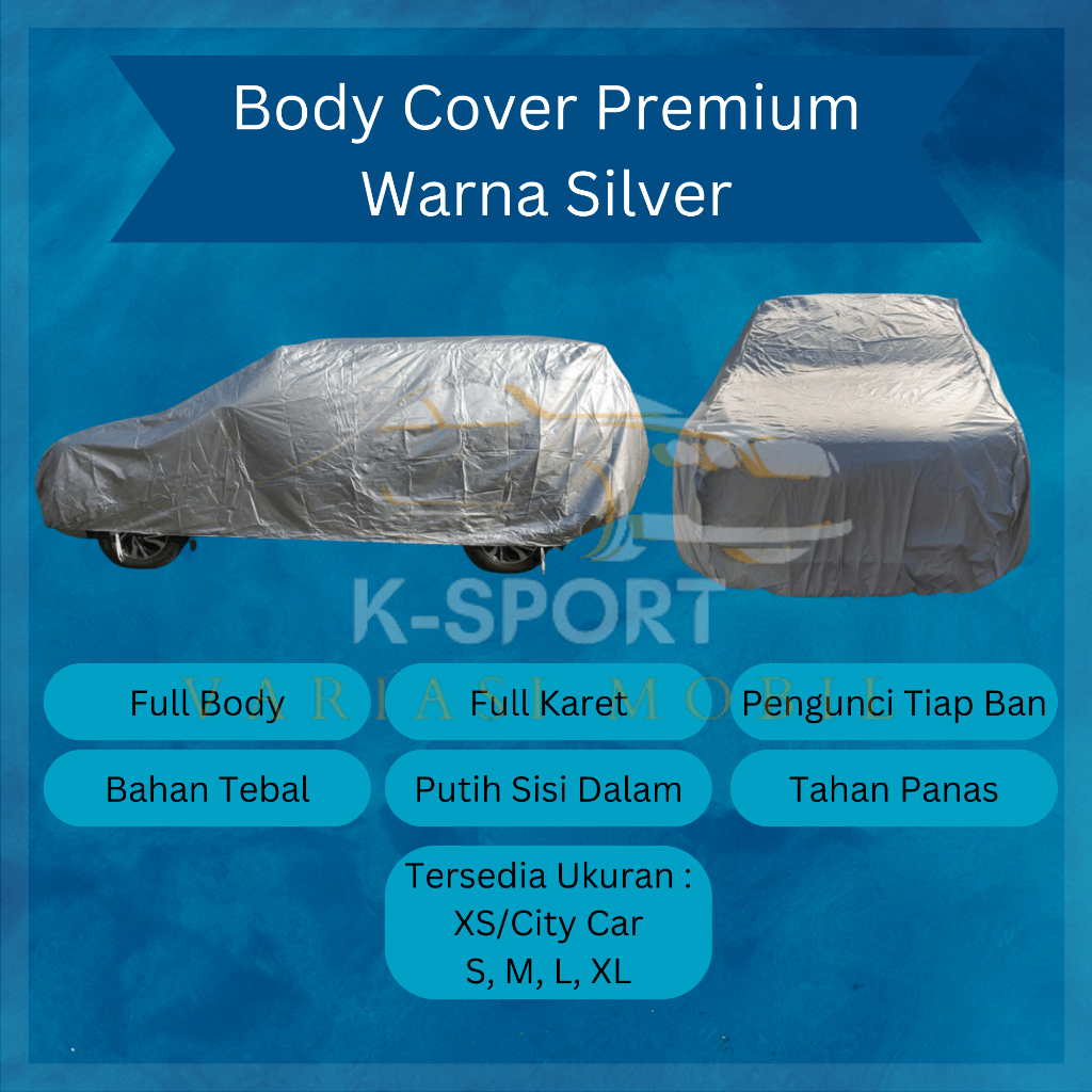 Body Cover Mobil Silver Sarung Mobil uk XL, CRV Turbo, Fortuner VRZ, Innova Reborn, Innova Zenix, Od