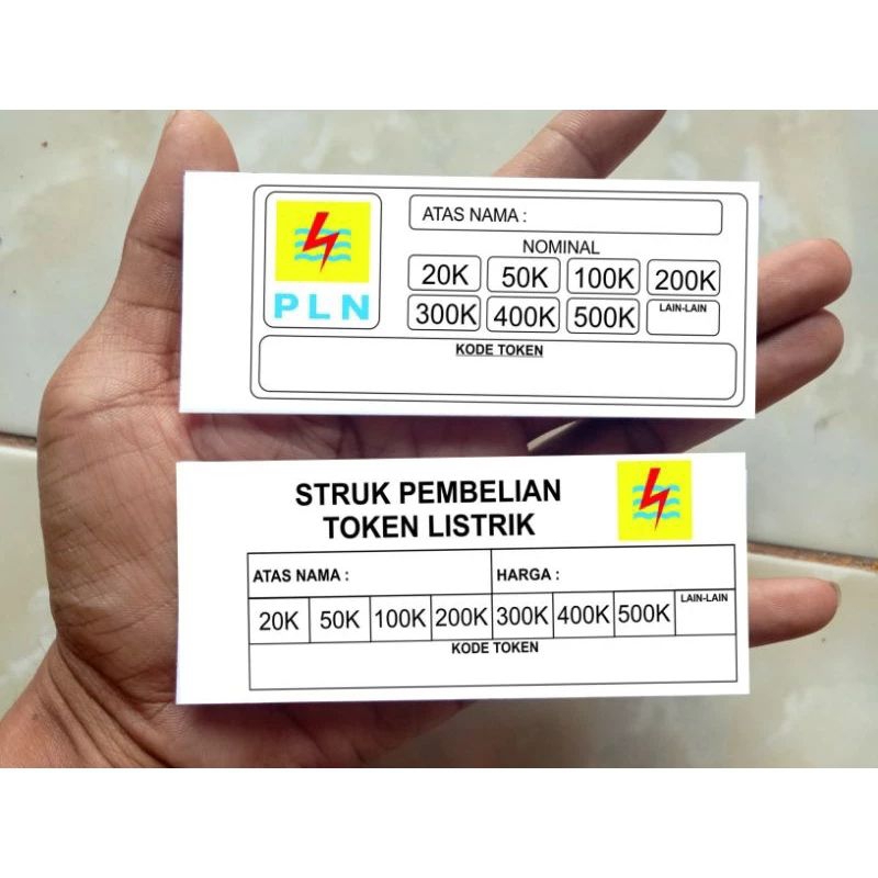 

Minimal pembelian 2 pcs Struk Pembelian Token Listrik (50 lembar)