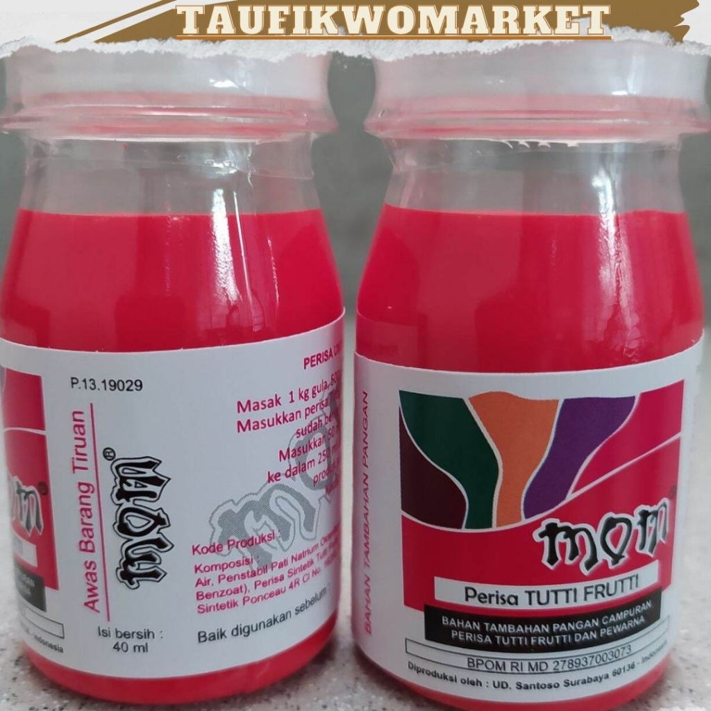 

PERISA MOM TUTTY FRUTTY|Perisa / Essence “MOM” 40ML rasa TUTTI FRUTTI untuk ES / Minuman / KUE dll