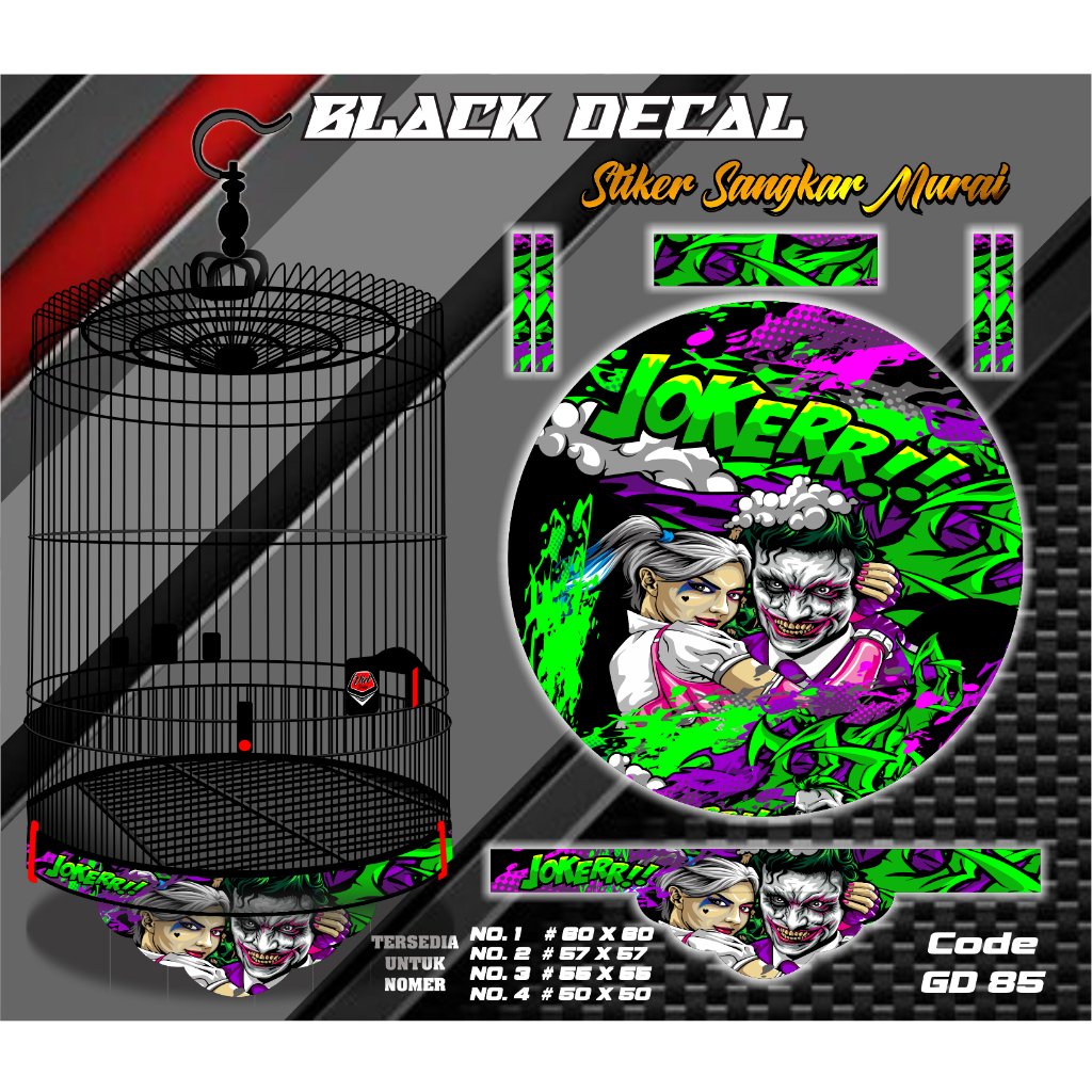 Sticker Decal Sangkar Burung Tebok Murai Motif Joker No 1 2 3 4