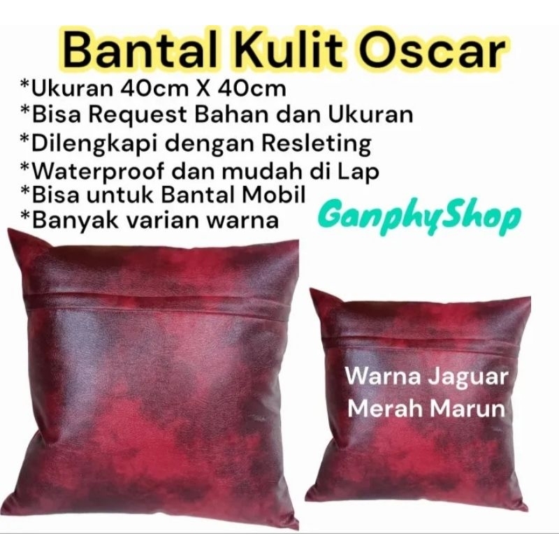 Bantal Sofa Tidur Mobil Santai Travelling Kulit Oscar Jaguar Merah Sintetis Imitasi