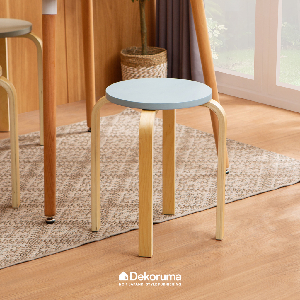 Dekoruma Piko Kursi Stool Kayu Minimalis Serbaguna Warna Toska