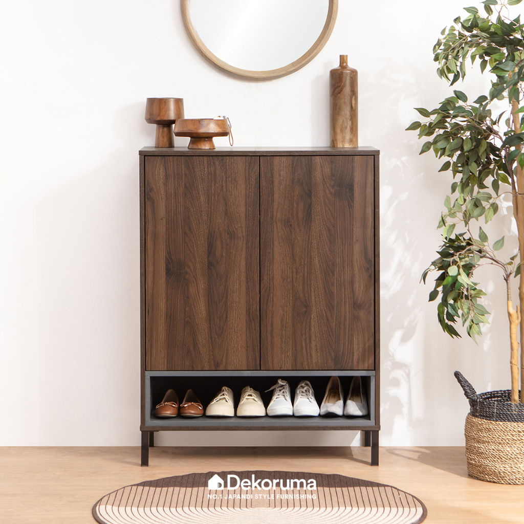 Dekoruma Seno Lemari Rak Sepatu Kayu Walnut / Shoe Cabinet Minimalis