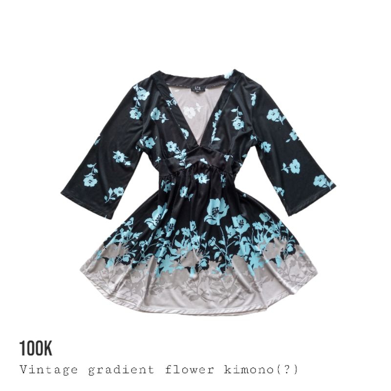 Gradient kimono flower vintage y2k acubi 00's gothic gtungecore dress