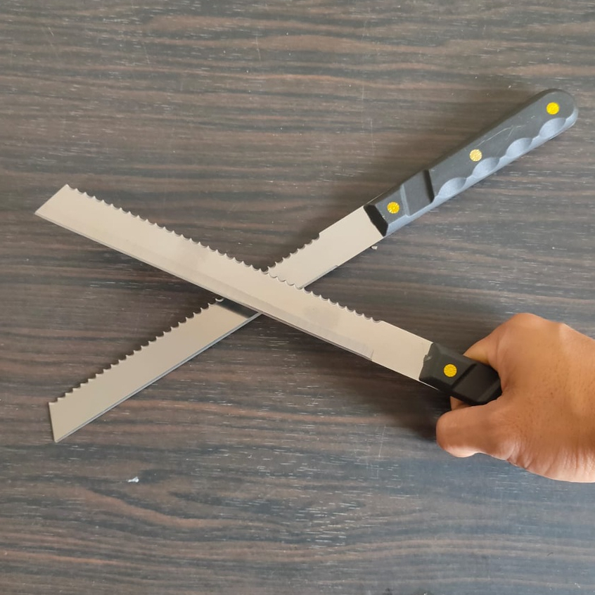 PISAU ROTI STAINLESS 2 MATA / PISAU DAPUR CHEF PANJANG