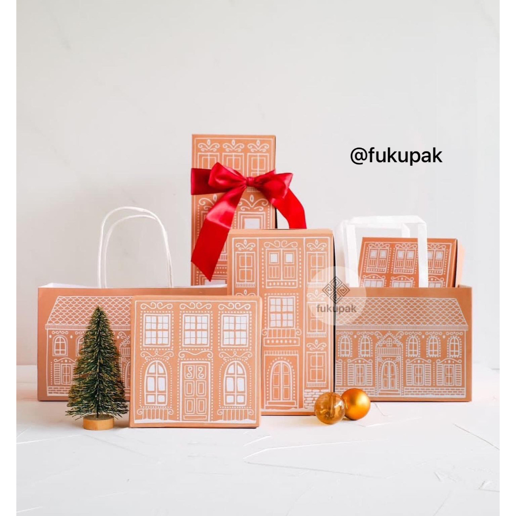

Christmas SET Box + Paperbag (10pcs) kotak kantongan natal gingerbread