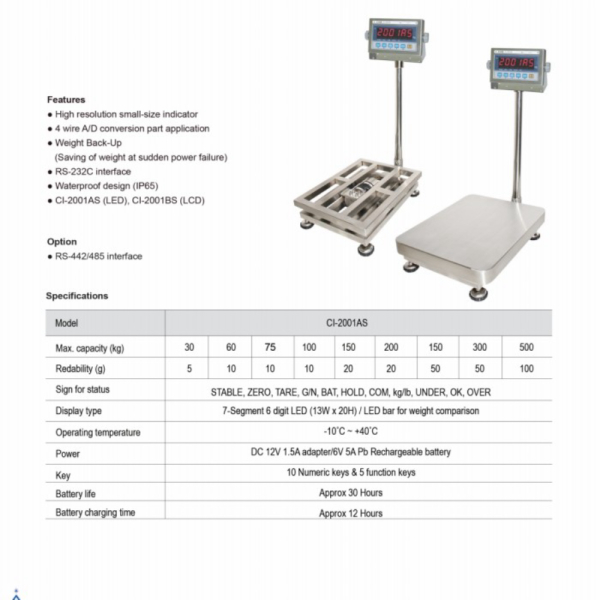 

TIMBANGAN WATER PROOF CAS CI-2001AS 150KG / TIMBANGAN TAHAN AIR 150 KG Berkualitas