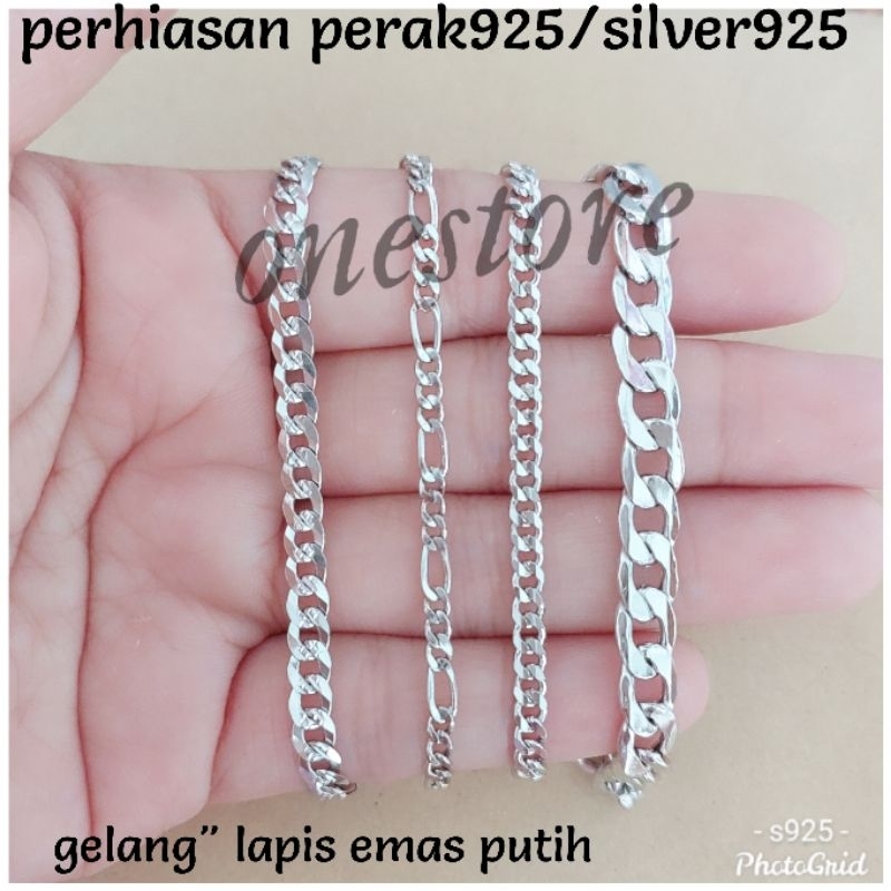 GELANG PERAK ASLI SILVER 925 WANITA LAPIS MAS PUTIH GELANG SISIK NAGA, Gelangnew