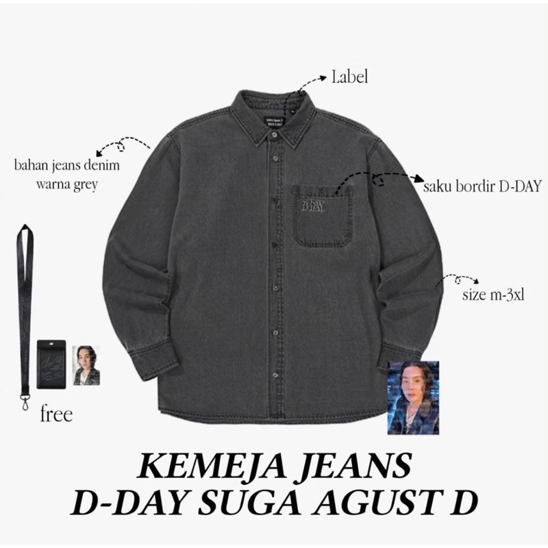 KEMEJA DDAY SUGA AGUST D GREY  - SIZE M-3XL