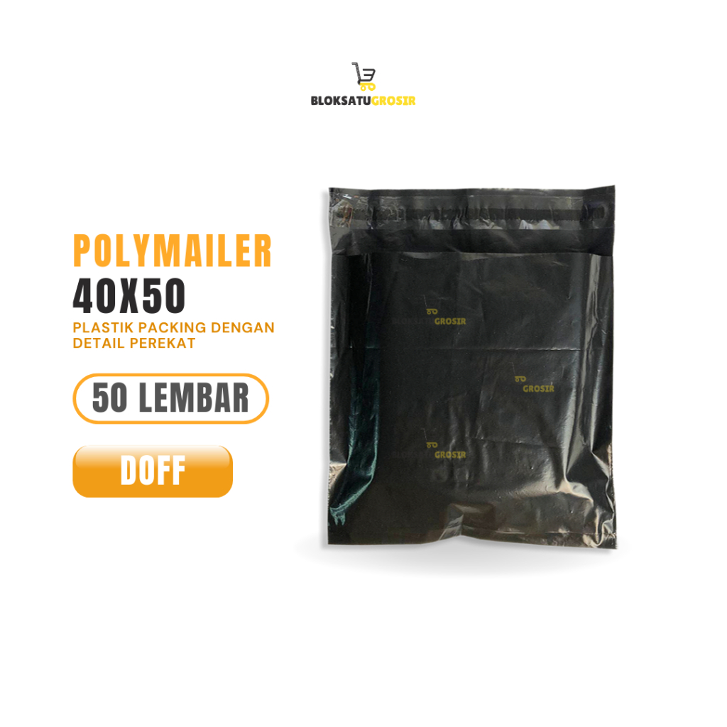 

Kantong Polymailer Hitam Premium Import 40x50 isi 50 lembar Plastik Semi Glossy Doff Grosir Plastik Packing Baju Kota Malang