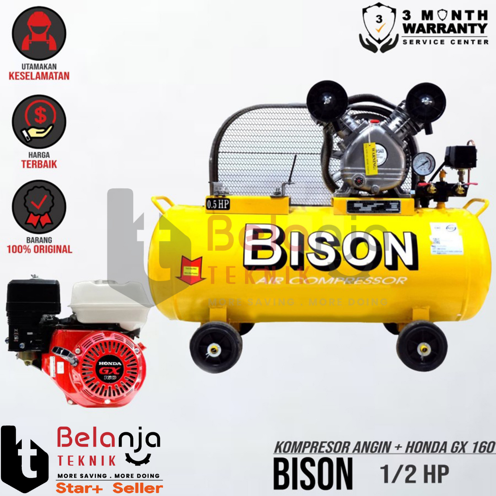 Bison Mesin Kompresor Angin 0.5 Hp Honda Gx 160 5.5 Hp Air Compressor