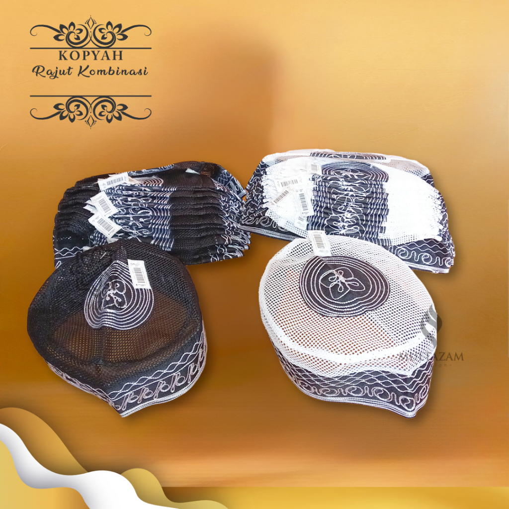 kopyah rajut jaring kombinasi Peci rajut oval songkok nasional kopiah rajut kopyah rajut Tinggi 7 Te