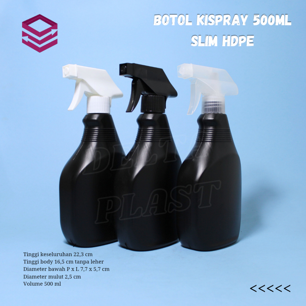Botol spray 500ml hitam HDPE / Botol KISPRAY HDPE 500ml
