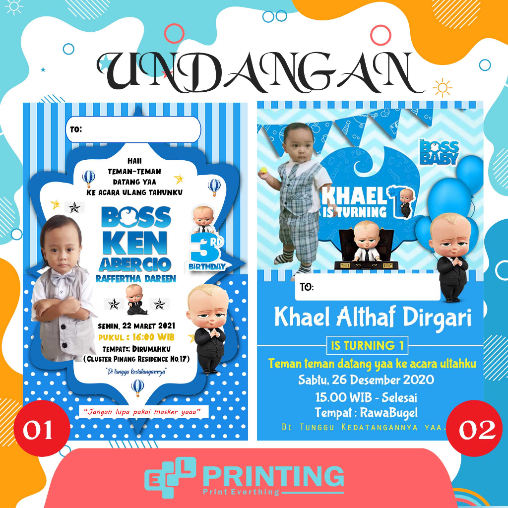 uNDANGAN ULTAH THE BABY BOSS / UNDANGAN ANAK / UNDANGAN CUSTOM ANAK