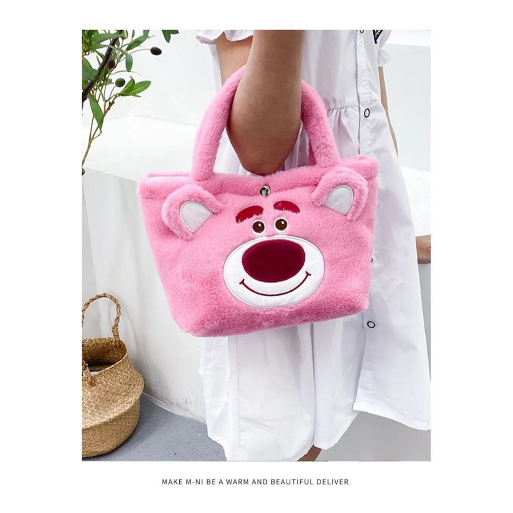 (COD) Tas Bahu Tas Lotso Tas Tote Shoulder Bag Fashion Motif Kartun Karakter Hewan Warna Fanta Beruang Anak &amp; Dewasa