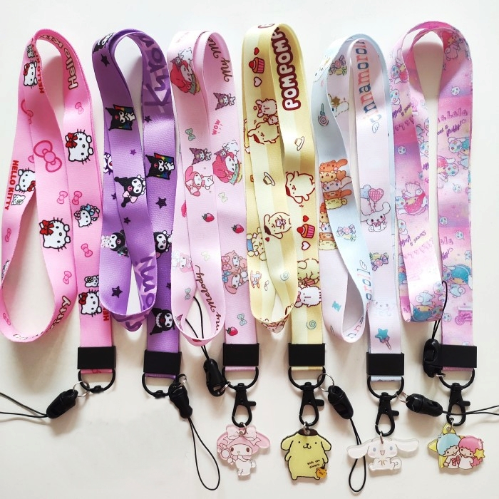 

Tali HP Sanrio Lanyard Kuromi Hello Kitty Melody Purin Moroll Gantungan Id Card Card Holder Name Tag