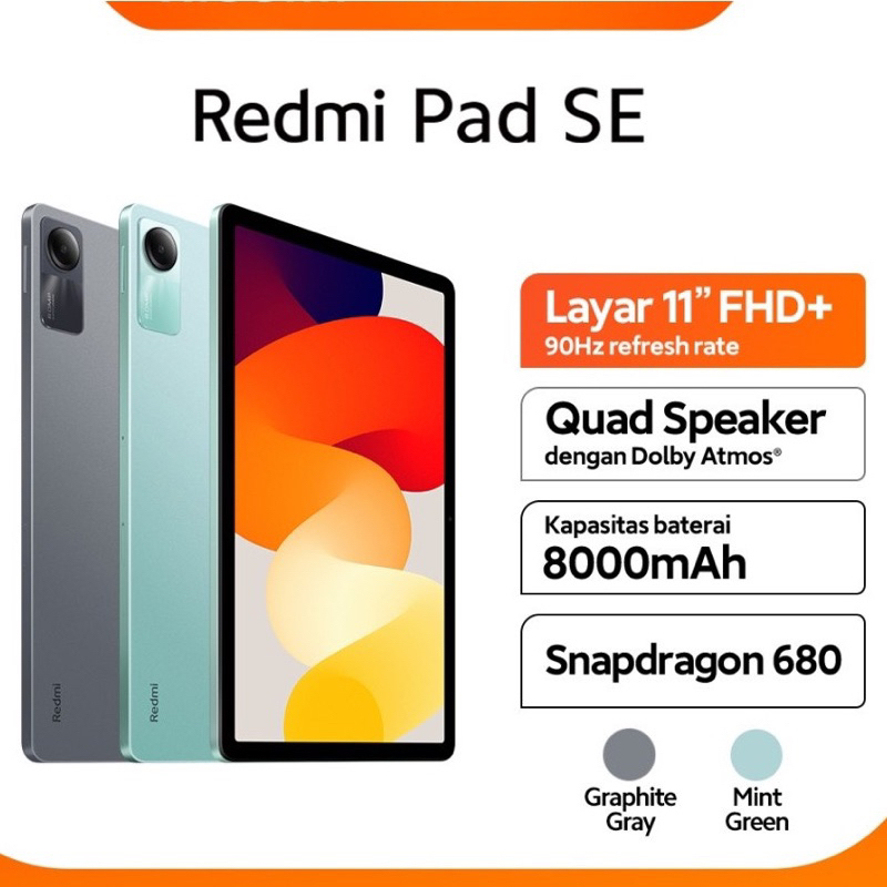 Xiaomi redmi Pad SE WIFI RAM 4/128GB SEGEL BOX GARANSI TAM RESMI