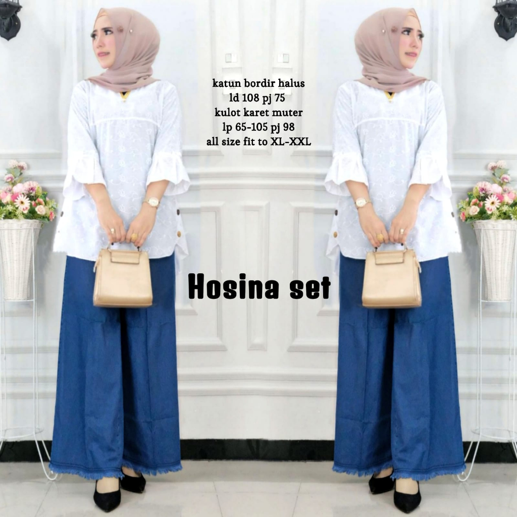 SETELAN WANITA ATASAN PUTIH BLOUSE KEMEJA TUNIK WHITE SERIES SET KULOT