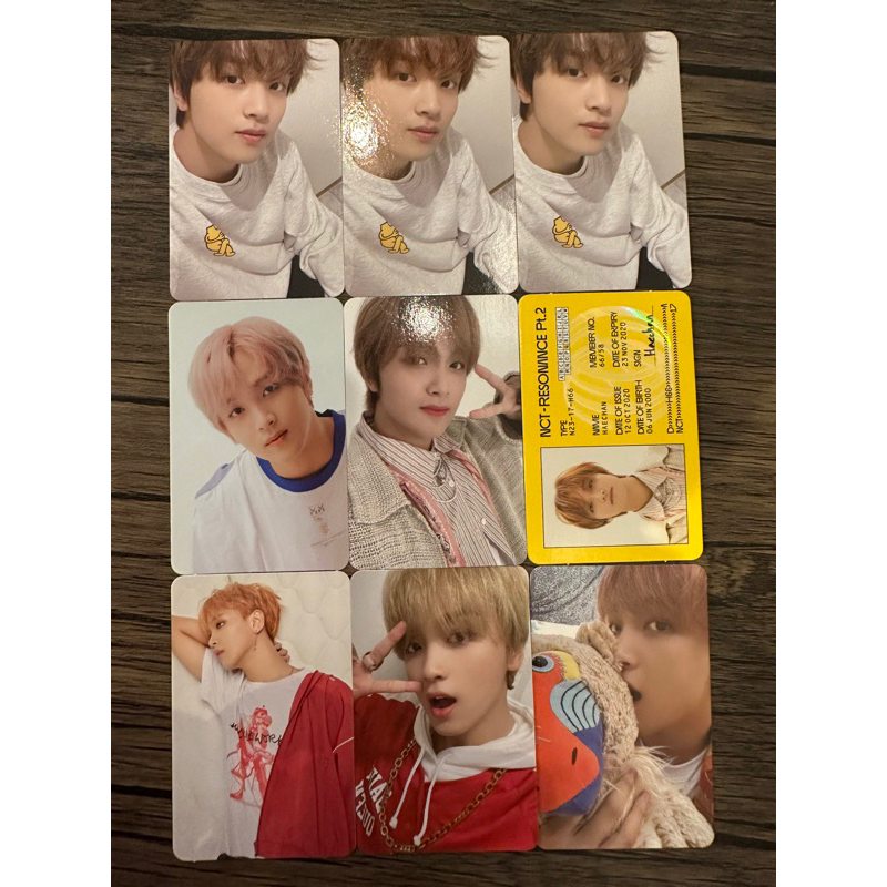 pc haechan cafe/departure ver/id card/fanparty 2018/arrival ver/ sticker ver