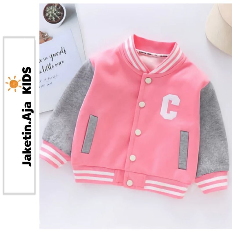 Varsity Baseball Anak Unisex (1 th - 18 th) Logo C Inisial Nama (CUSTOM HURUF/INISIAL) 1 2 3 4 5 6 7