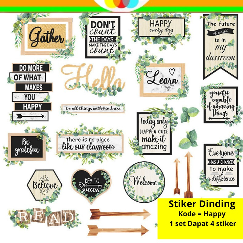 WALLSTICKER 1 SET BESAR WALL STIKER STICKER HIASAN DINDING KATA KATA TULISAN MUTIARA MOTIVASI ARAH W
