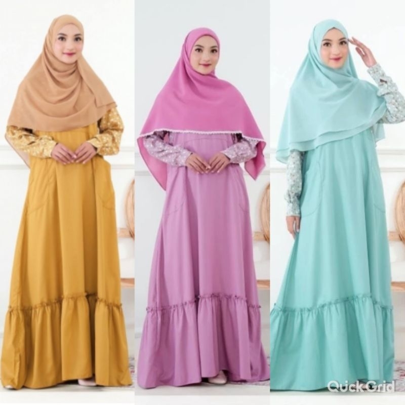 Gamis Overall polos shakilla overall Karin dress Michan Karin dress michan Gamis Polos Dewasa Gamis 