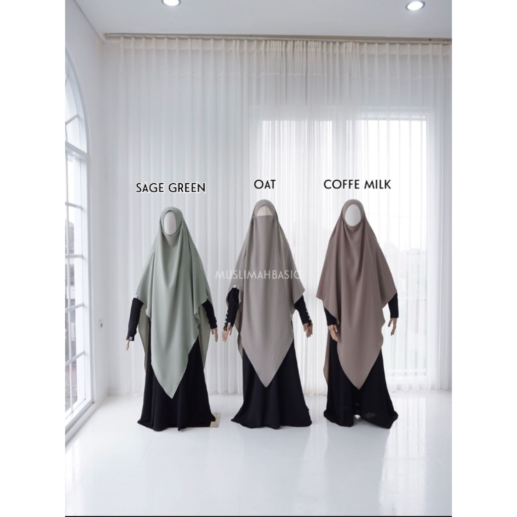 MUSLIMAH BASIC DEFECT SALE - French Khimar Instant Nonpad Amara Snowsheer - Sage Green