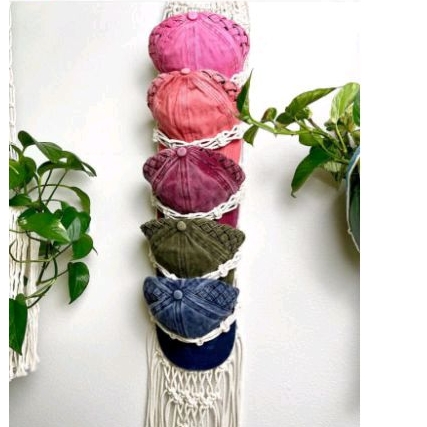 Tempat Topi Baseball Macrame, Gantungan Topi Didinding, Tempat Topi Gantung.